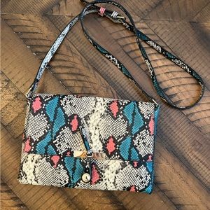Snakeskin Faux Leather Purse Crossbody Teal Coral Black